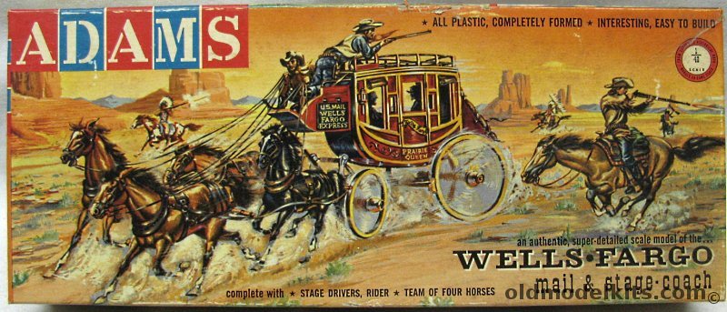 Adams 1/40 Wells Fargo Mail and Stagecoach - with Drivers and Horses, K230-88 plastic model kit